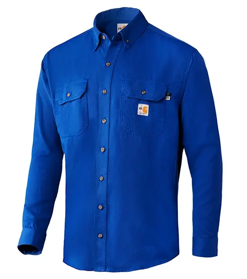 blue carhartt inherent fr long sleeve work shirt