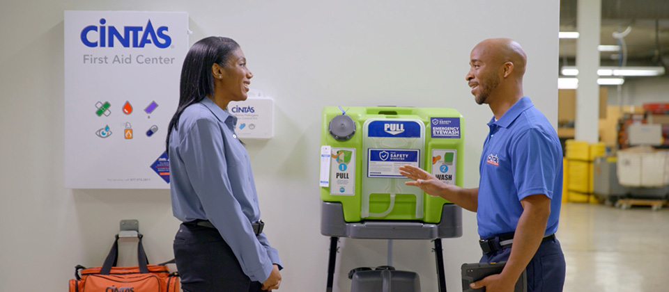Cintas Worker and Eyewash Machine